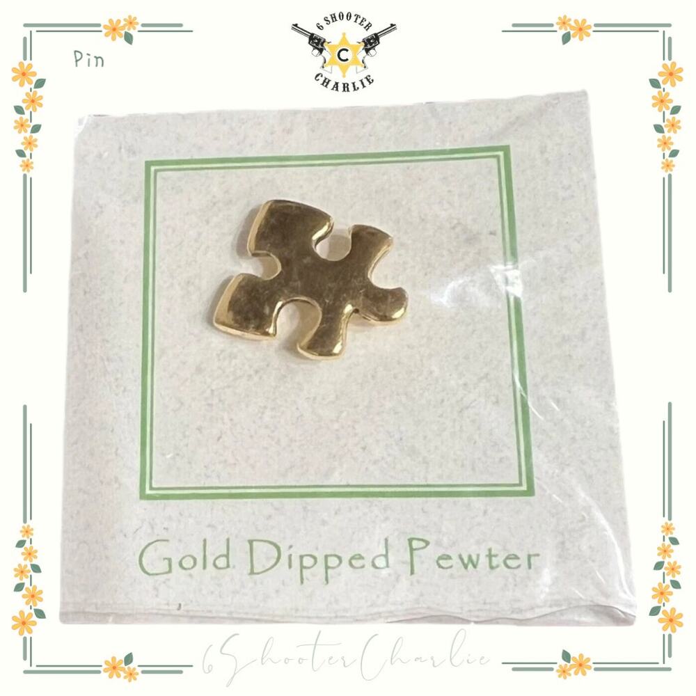 Vintage 2005 Jim Clift Gold Dipped Pewter Puzzle Piece Autism Awareness Pin NWT